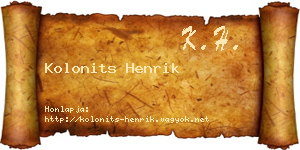 Kolonits Henrik névjegykártya